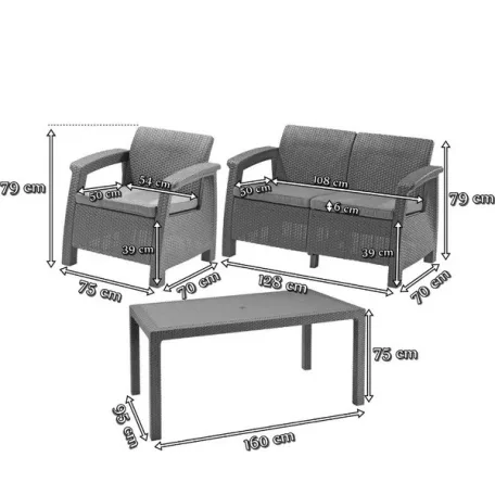 Keter 223216 Corfu Fiesta Műrattan kerti bútor szett