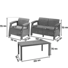 Keter 227586 Corfu Fiesta Műrattan kertibútor szett