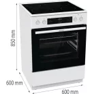 Gorenje GECS6C70WPA fehér, szabadonálló, kerámialapos, elektromos, főzőzóna: 4, sütő:71L, grill, tűzhely