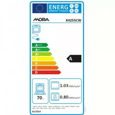 Mora K4255CW fehér, szabadonálló, gáz, kombinált, főzőzóna:4, sütőtér:70L, tűzhely