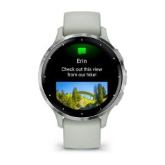   Garmin Venu 3S zsálya, ezüst kerettel, szilikon szíjjal okosóra