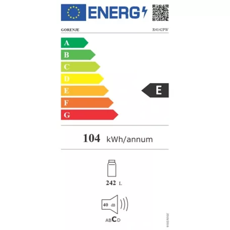 Gorenje R4142PW fehér, egyajtós, Hűtő:242L, hűtőszekrény