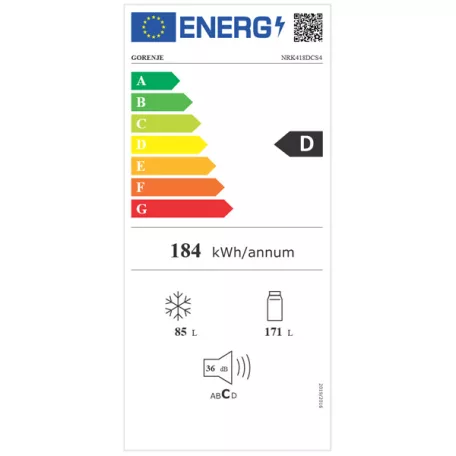 Gorenje NRK418DCS4 szürke, alulfagyasztós, Hűtő:171L, Fagyasztó:85L, No frost hűtőszekrény