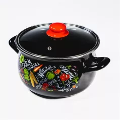   TOO BELLY FARM BLACK 2,1 literes lábas (fazék) üveg fedővel