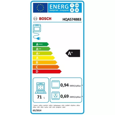 Bosch HQA574BB3 fekete, beépíthető, sütőtér: 71L, grill, légkeverés, sütő