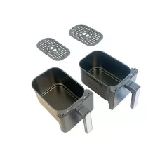   Hausberg HB-2373NG 2200-2400W dupla kosaras fekete 8,4 L forrólevegős sütő (air fryer/airfryer)