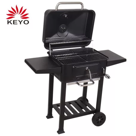 TOO BG-200B fekete BBQ faszenes grillkocsi két oldalsó asztallal