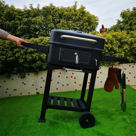 TOO BG-200B fekete BBQ faszenes grillkocsi két oldalsó asztallal