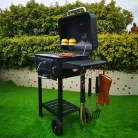 TOO BG-200B fekete BBQ faszenes grillkocsi két oldalsó asztallal