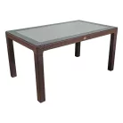 IRIS GF-220BR ECO barna műanyag kerti asztal rattan üveglappal 90x150cm