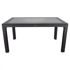   IRIS GF-220A ECO antracit műanyag kerti asztal rattan üveglappal 90x150cm
