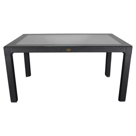 IRIS GF-220A ECO antracit műanyag kerti asztal rattan üveglappal 90x150cm