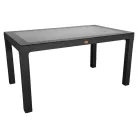 IRIS GF-220A ECO antracit műanyag kerti asztal rattan üveglappal 90x150cm