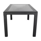 IRIS GF-220A ECO antracit műanyag kerti asztal rattan üveglappal 90x150cm