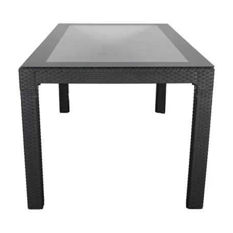 IRIS GF-220A ECO antracit műanyag kerti asztal rattan üveglappal 90x150cm