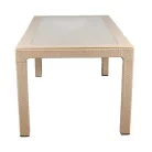 IRIS GF-810C ORIGINAL CAPPUCCINO műanyag kerti asztal rattan üveglappal 90x150cm