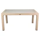 IRIS GF-810C ORIGINAL CAPPUCCINO műanyag kerti asztal rattan üveglappal 90x150cm