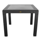 IRIS GF-820A ORIGINAL antracit műanyag kerti asztal rattan üveglappal 90x90cm
