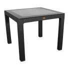 IRIS GF-820A ORIGINAL antracit műanyag kerti asztal rattan üveglappal 90x90cm
