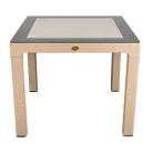IRIS GF-820C ORIGINAL CAPPUCCINO műanyag kerti asztal rattan üveglappal 90x90cm