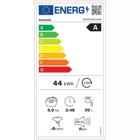 Samsung WW90DG5G34ABLE fekete, elöltöltős, keskeny, max.1400ford., 9 kg, mosógép