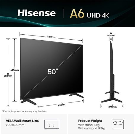 Hisense 50" 50A6Q 4K UHD Smart LED TV