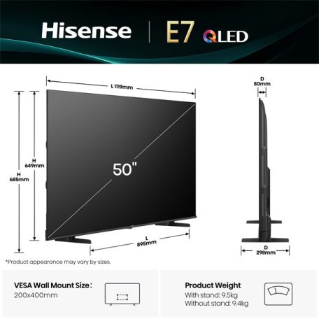 Hisense 50" 50E7Q 4K UHD Smart QLED TV