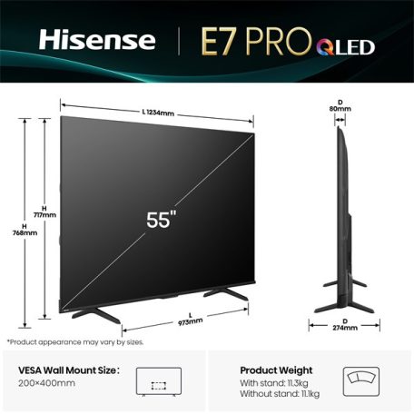 Hisense 55" 55E7QPRO 4K UHD Smart Gamer QLED TV