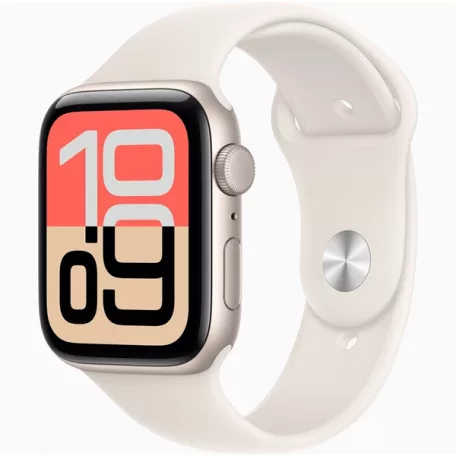 Apple Watch SE3 GPS-es (44mm) csillagfény alumínium tok, csillagfény S/M sportszíjas okosóra