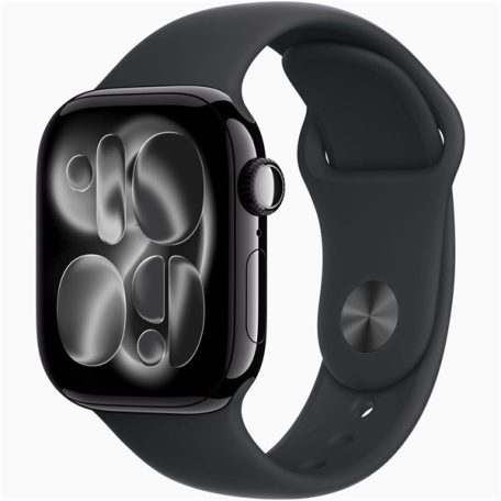 Apple Watch S11 GPS-es (42mm) kozmoszfekete alumínium tok, fekete S/M sportszíjas okosóra