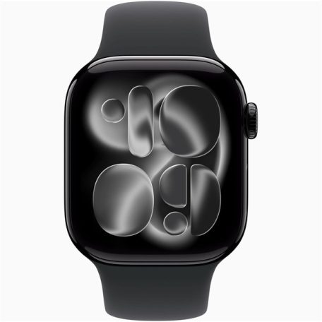 Apple Watch S11 GPS-es (42mm) kozmoszfekete alumínium tok, fekete S/M sportszíjas okosóra