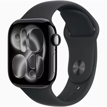 Apple Watch S11 GPS-es (42mm) kozmoszfekete alumínium tok, fekete M/L sportszíjas okosóra