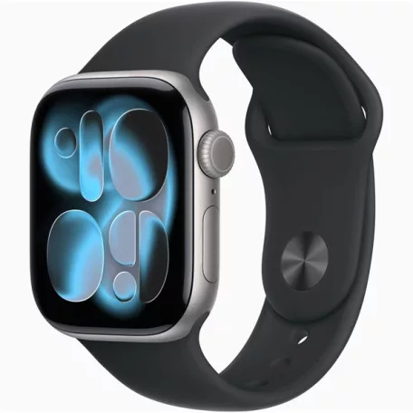 Apple Watch S11 GPS-es (42mm) asztroszürke alumínium tok, fekete M/L sportszíjas okosóra