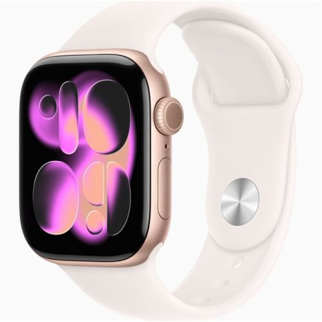 Apple Watch S11 GPS-es (42mm) rózsaarany alumínium tok, lágy rózsaszín M/L sportszíjas okosóra