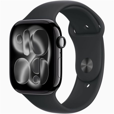 Apple Watch S11 GPS-es (46mm) kozmoszfekete alumínium tok, fekete M/L sportszíjas okosóra