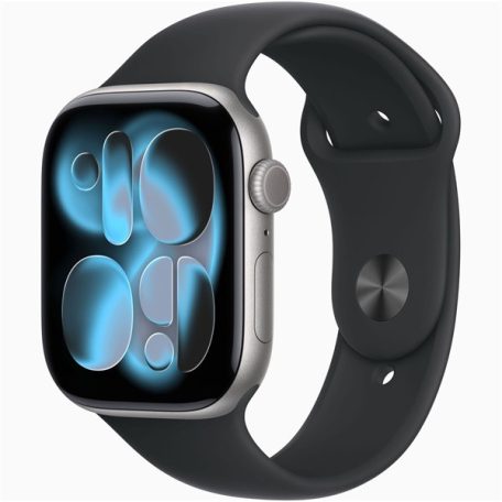 Apple Watch S11 GPS-es (46mm) asztroszürke alumínium tok, fekete M/L sportszíjas okosóra
