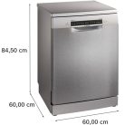 Bosch SMS4ECI26E inox, szabadonálló, programok száma:6, 14 terítékes mosogatógép
