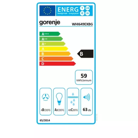 Gorenje WHI649EXBG inox-fekete, kürtős, méret:60cm, zajszint:63dB, páraelszívó