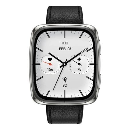 Amazfit Active 2 (Square) Black Leather Prérmium NFC fekete okosóra
