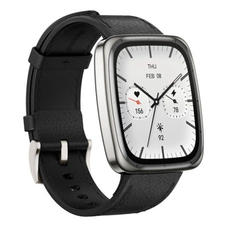 Amazfit Active 2 (Square) Black Leather Prérmium NFC fekete okosóra