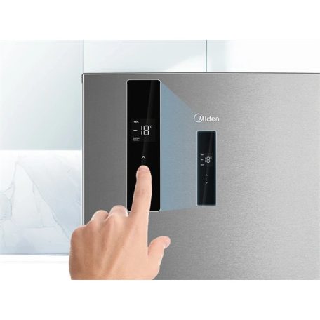 Midea MDRB489FGE02OE inox, alulfagyasztós, Hűtő: 247L, Fagyasztó:83L, No frost hűtőszekrény