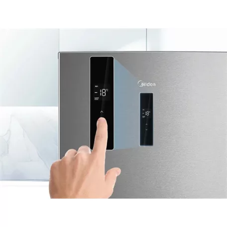 Midea MDRB489FGE02OE inox, alulfagyasztós, Hűtő: 247L, Fagyasztó:83L, No frost hűtőszekrény