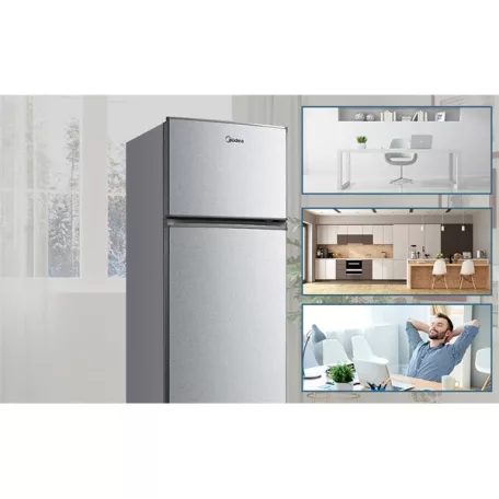 Midea MDRT294FGE50 ezüst, felülfagyasztós, Hűtő:163L, Fagyasztó:41L, No frost hűtőszekrény