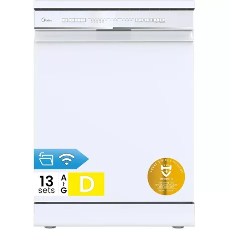 Midea MDWPF1333CW-WD-EU fehér programok száma: 8, szabadonálló, 13 terítékes mosogatógép