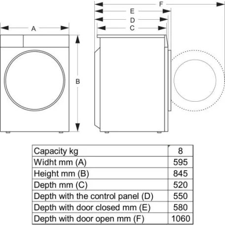 Hisense DH3S802BW3 Hőszivattyús szárítógép 8KG A+++