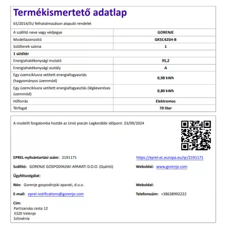 Gorenje GK5C42SH-B Kombinált tűzhely Szürke fémt.