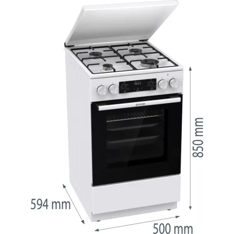 Gorenje GK5C42WJ Kombinált tűzhely Fehér fémt.