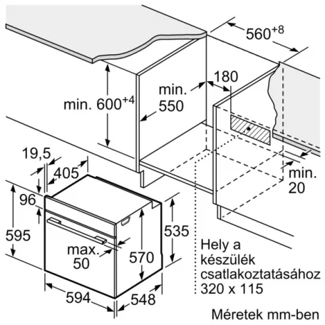 Bosch HQA534EB3 Beépíthető sütő gőz funkcióval Fekete