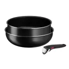 TEFAL SERPENYŐ SZETT INGENIO 6 EASY COOK N CLEAN BLACK 3 RÉSZES